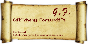Görheny Fortunát névjegykártya